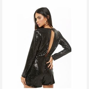 Sequin Embellished Surplice Romper